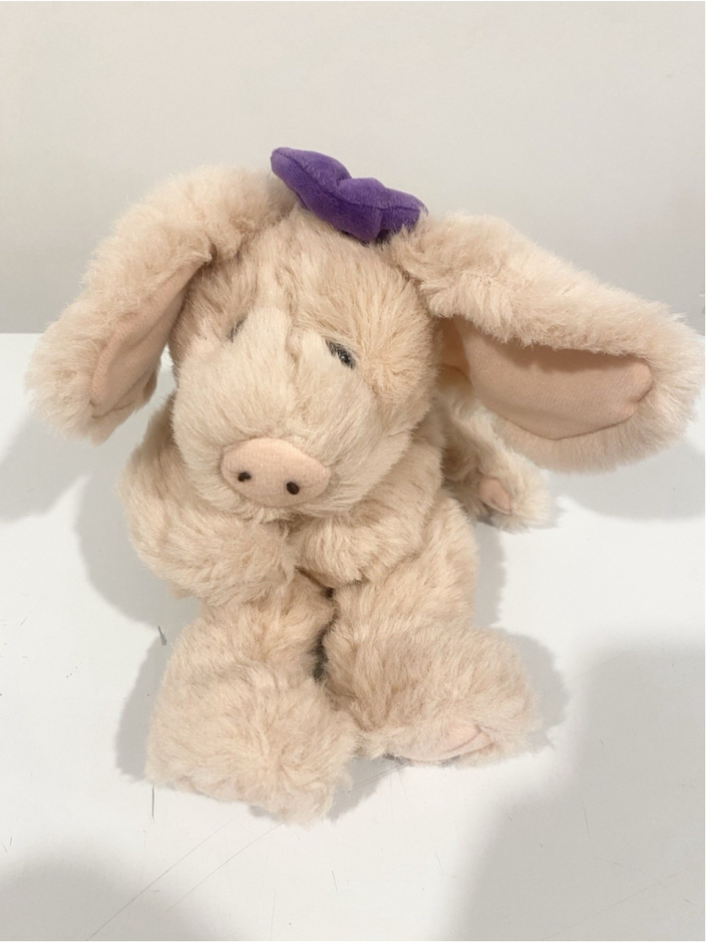 Boyds Primrose Pig Plush JB Bean Series Vintage 1985-96 Pink Purple Bow